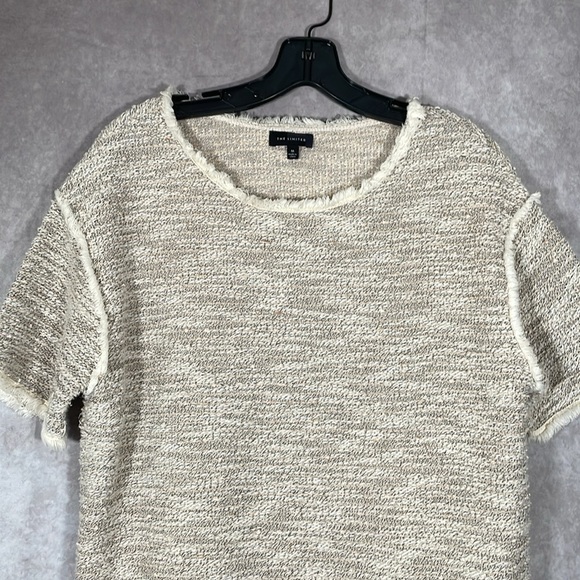 The Limited Cream Textured Tweed Fringe Sweater Shirt | Size Medium - Picture 2 of 11